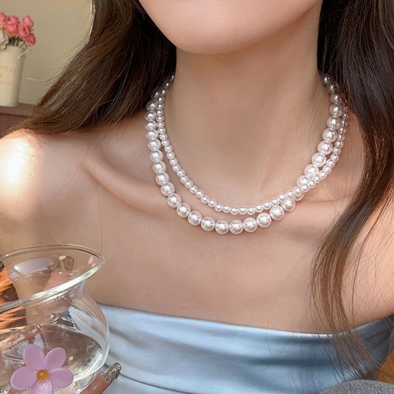 法式复古珍珠项链女轻奢小众锁骨链2024新款高级感精致颈链淡水