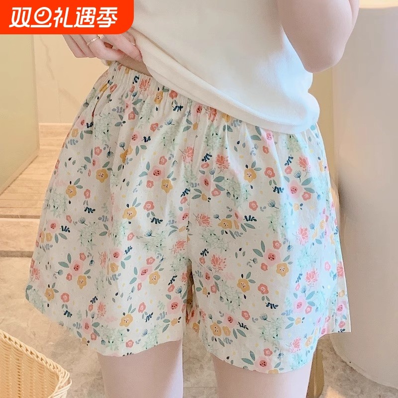 睡裤棉绸薄款女夏阔腿裤宽松居家裤休闲裤短裤女款夏季家居格子