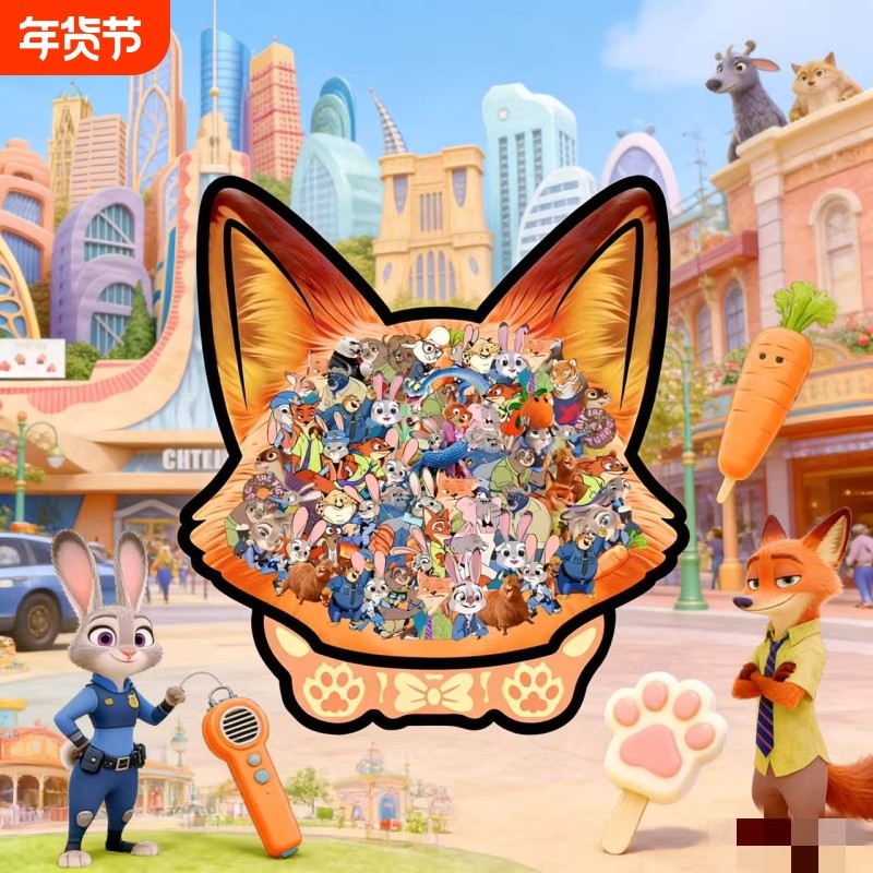 疯狂动物城拼图木质积木难度烧脑异形diy礼物摆件动物拼装木板,玩具/童车/益智/积木/模型,普通塑料积木,淘宝优惠券,粉丝福利购,淘宝优惠卷