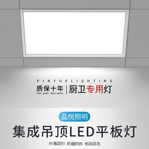集成吊顶30x60led平板灯厨房卫生间铝扣板灯浴室嵌入式面板吸顶灯
