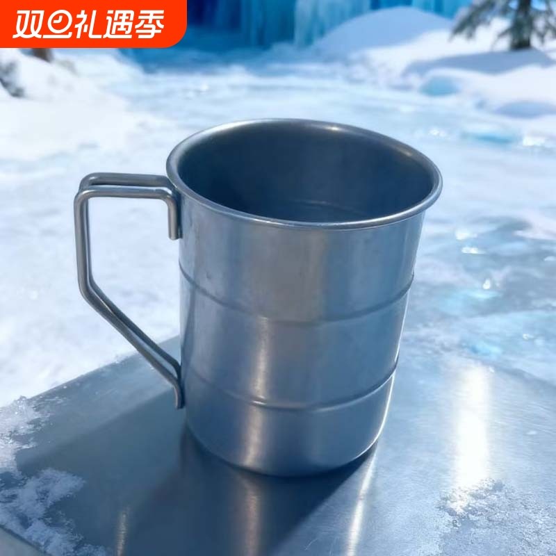工业风复古磨砂雪花银不锈马克杯水杯啤酒美式桶杯做旧风格摆拍杯