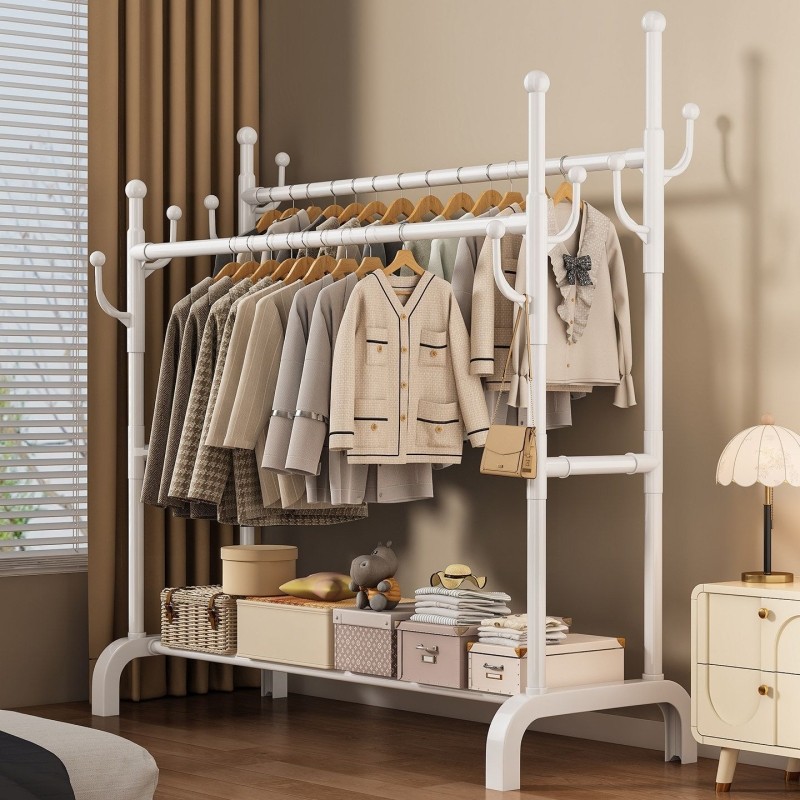 衣架落地卧室家用阳台挂衣杆晒衣服架子简易室内晾衣架宿舍衣帽架