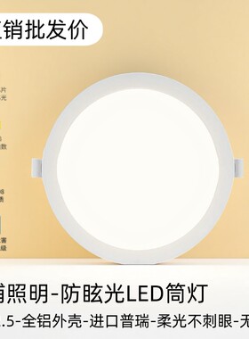 超薄全铝led筒灯嵌入式店铺商用天花灯服装店孔灯开孔客厅白光