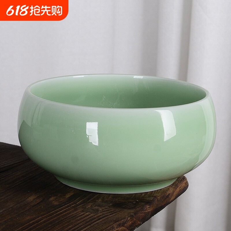 茶洗缸大号特大水盂功夫笔洗茶具盆陶瓷配件茶渣缸精品洗茶杯容器