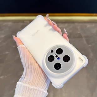 适用于vivox200ultra手机壳新款雾面磨砂气囊透明x200s全包简约X100高级感保护套全包防摔男女款软壳