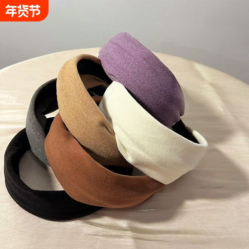 紫色绒面宽边发箍女拍照出片高颅顶洗脸压发头箍发卡百搭发饰