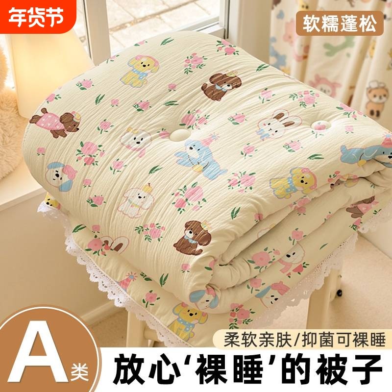 双层纱加厚被子小清新冬被床上用品被褥学生宿舍软被免被罩春秋被,床上用品,化纤被,淘宝优惠券,粉丝福利购,淘宝优惠卷