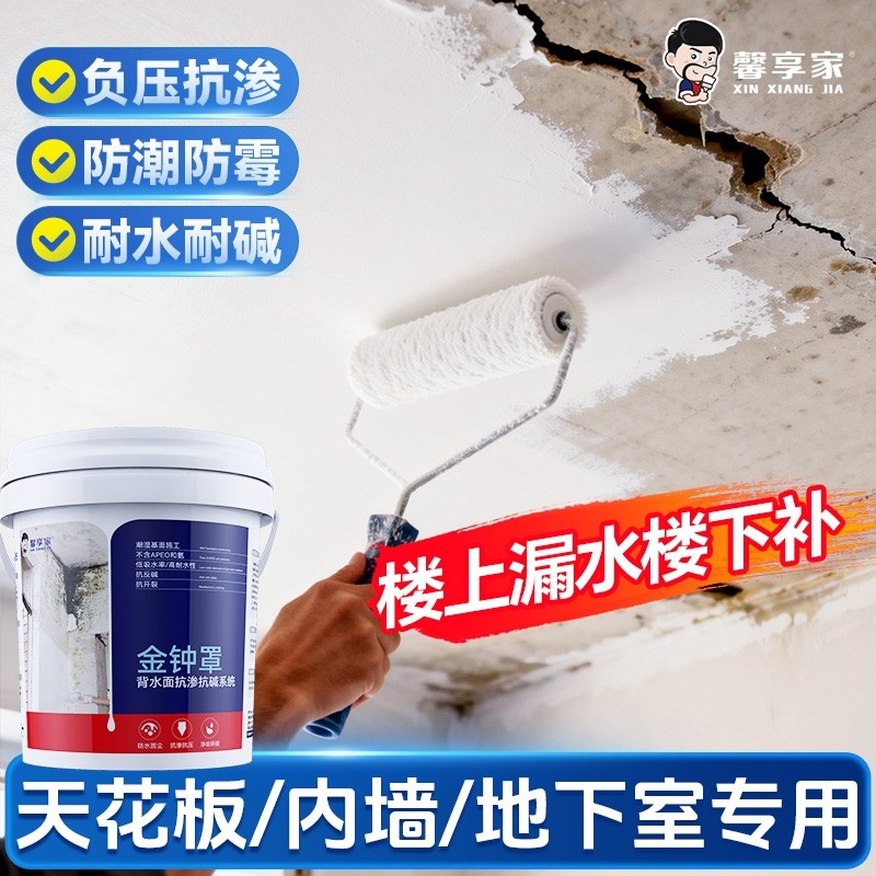 背水面防水涂料抗渗天花板漏水内墙面防潮防霉地下室负压补漏材料