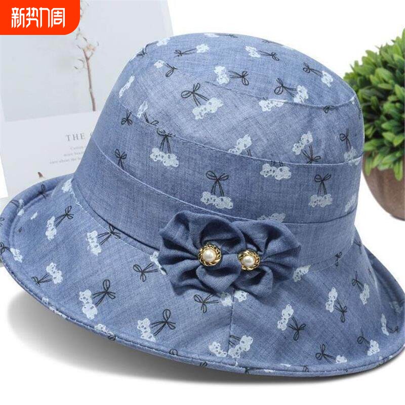 春秋季妈妈盆帽中老年人帽子女奶奶防晒透气渔夫帽老年人遮阳帽女