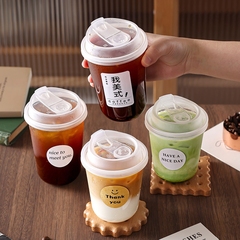 一次性咖啡杯奶茶杯子带盖塑料透明饮料杯瓶加厚外出携带外带打包