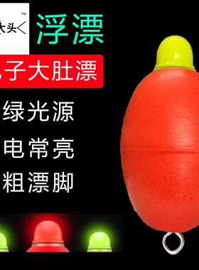 包大头一代防水浮漂 鲢鳙鱼漂夜光双色150g/200g /300g 椭圆形