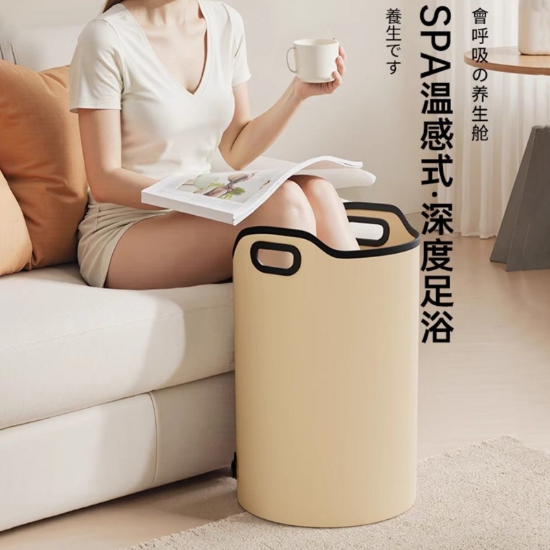 日系可折叠泡脚桶高深桶过膝加热恒温养生家用便携式洗脚袋足浴盆