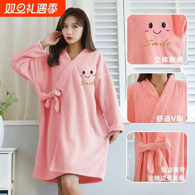 浴袍浴裙浴巾吸水速干长袖柔软学生居家洗澡睡袍浴衣不掉毛家用