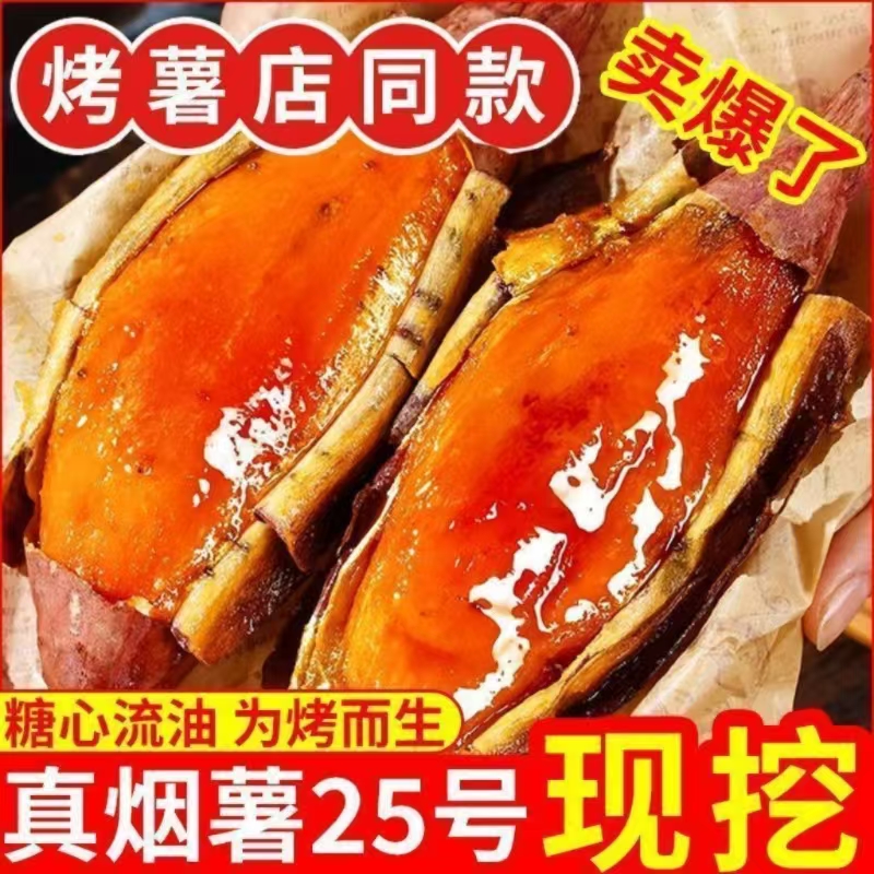 山东烟台烟薯25号新鲜红薯糖心烤地瓜农家红心蜜薯新鲜烤红薯现挖