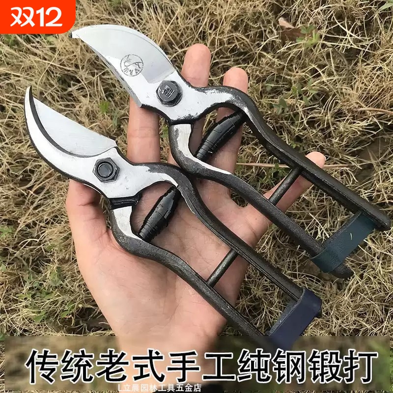 老式铁匠锻打土枝剪望儿山果树剪刀修枝剪园艺小剪刀修树枝剪园林