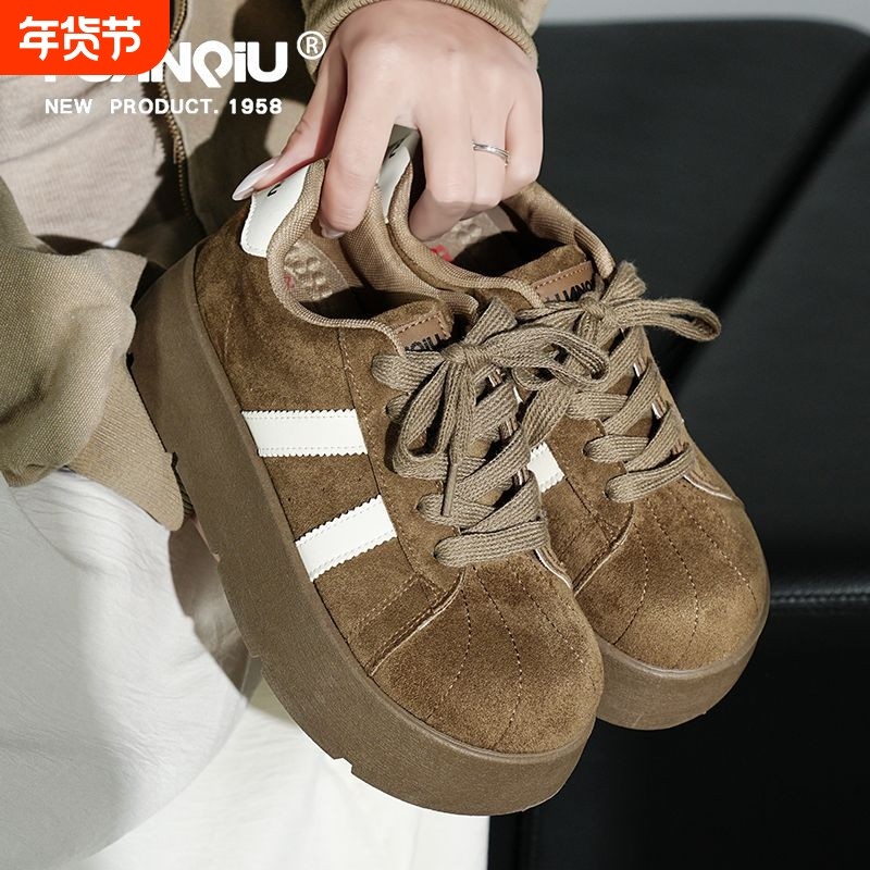 环球厚底摇摇鞋女2025新款春秋百搭增高松糕复古德训圆头休闲板鞋,女鞋,德训鞋,淘宝优惠券,粉丝福利购,淘宝优惠卷