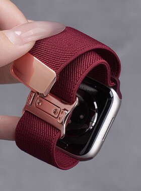 适用vivo高级感watchGT2透气编织表带滑扣高颜值新款iQOOgt2金属磁吸扣酒红色智能运动配件平纹硅胶回环紫色