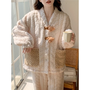 珊瑚绒睡衣2025新款女秋冬季加厚加绒保暖法兰绒奶呼呼冬天家居服