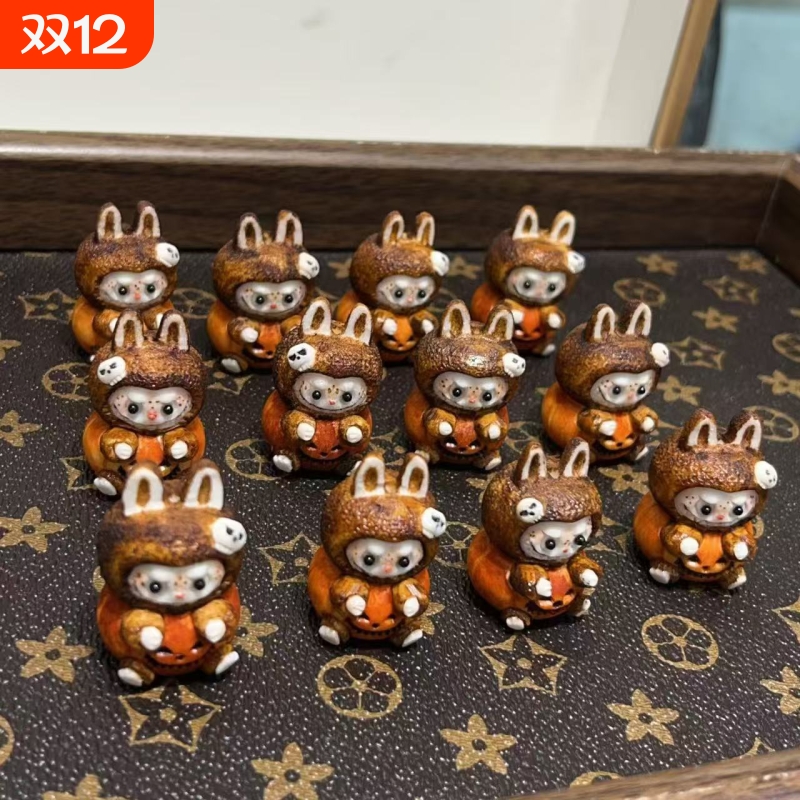 新款鹿角根付雕刻南瓜拉布布diy配饰配件手链手串配件卡通