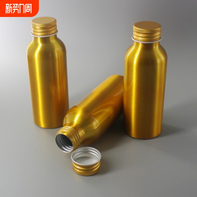 高档包装100ml金色螺纹铝瓶密封铝瓶分装精油渔药防潮金属铝罐