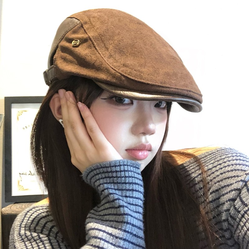 前进.复古帽直播男女帽光板贝雷帽时尚鸭舌帽文艺画家英伦四