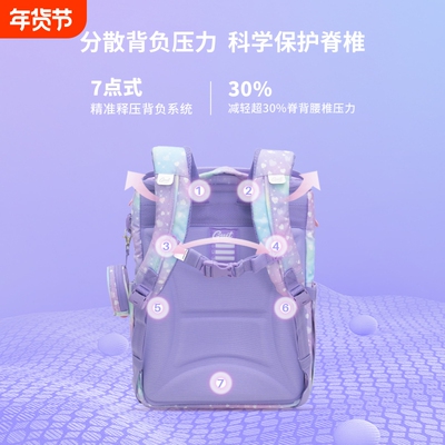 Gmtforkids儿童书包小学生护脊减负大容量抗菌1-3年级4-6年收纳