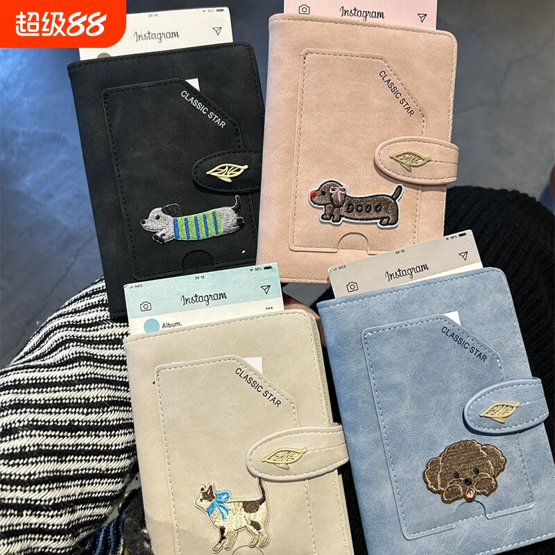 便携式高颜值刺绣猫咪护照夹图片
