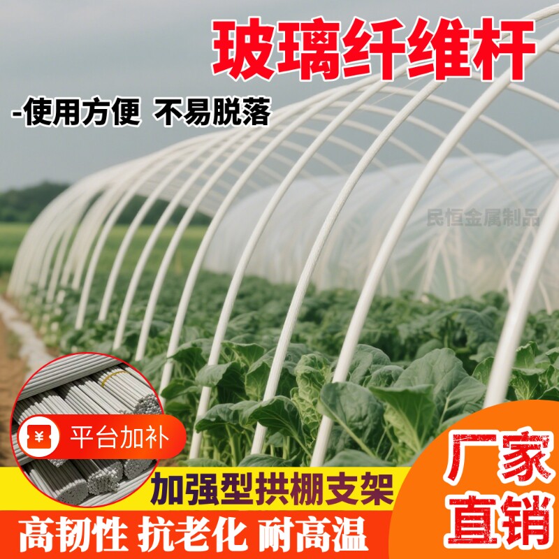 新型小拱棚支架实心玻璃纤维杆棒大棚支架拱杆骨架农家用菜棚支架