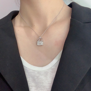 高版本康康H包包项链H字母锁骨链吊坠镀18k玫瑰金kelly手提包同款