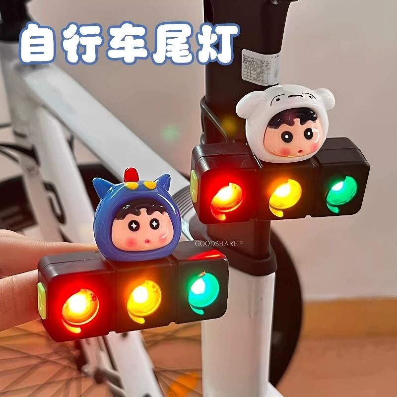 2026新款自行车夜骑灯尾灯可爱卡通山地公路车夜间骑行安全警示灯