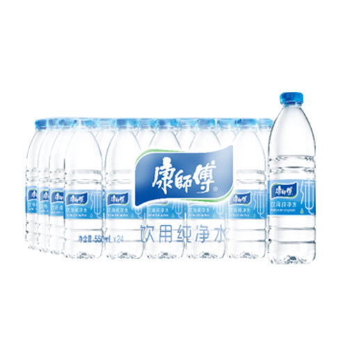 康师傅饮用纯净水550ml*24瓶整箱家庭办公补水健康优选