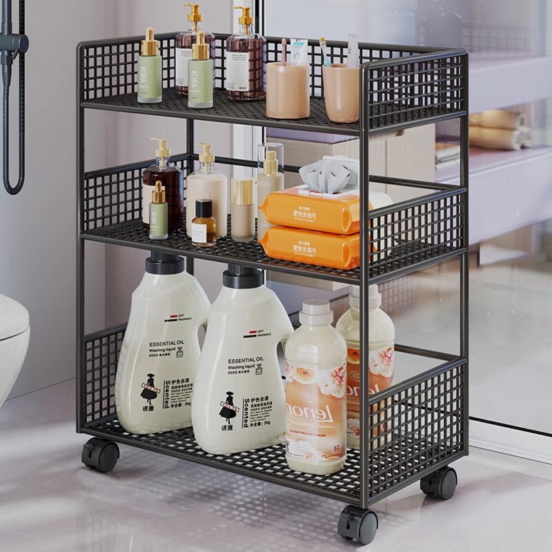 卫生间置物架浴室分层整理架洗衣机旁放置架落地多层洗衣液储物柜