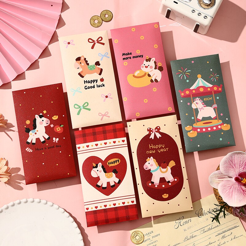 过新年旋转木马2026新款卡通马年红包袋过年利是封可爱儿童压岁