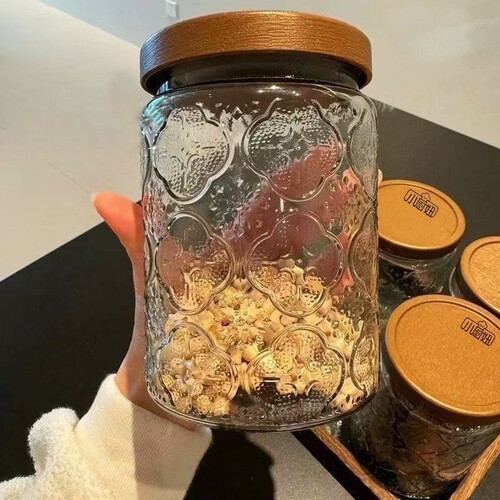 玻璃复古储物罐零食海棠