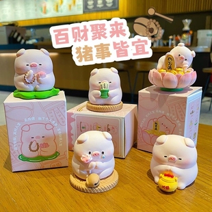原创佛系猪猪小摆件可爱时尚 饰品摆件 创意树脂公仔解压家居桌面装