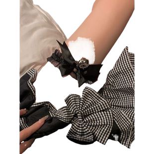 腿环白色铃铛亚文化蝴蝶结性感蕾丝腿链配饰丝袜袜y2k辣妹绑带圈