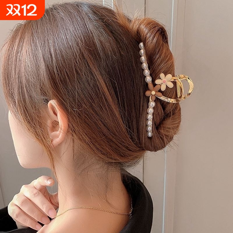 高级感韩版金属花朵发夹