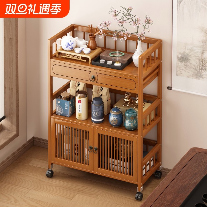 边几茶桌边小柜子客厅沙发侧边柜茶几茶室茶叶收纳置物架茶具简易
