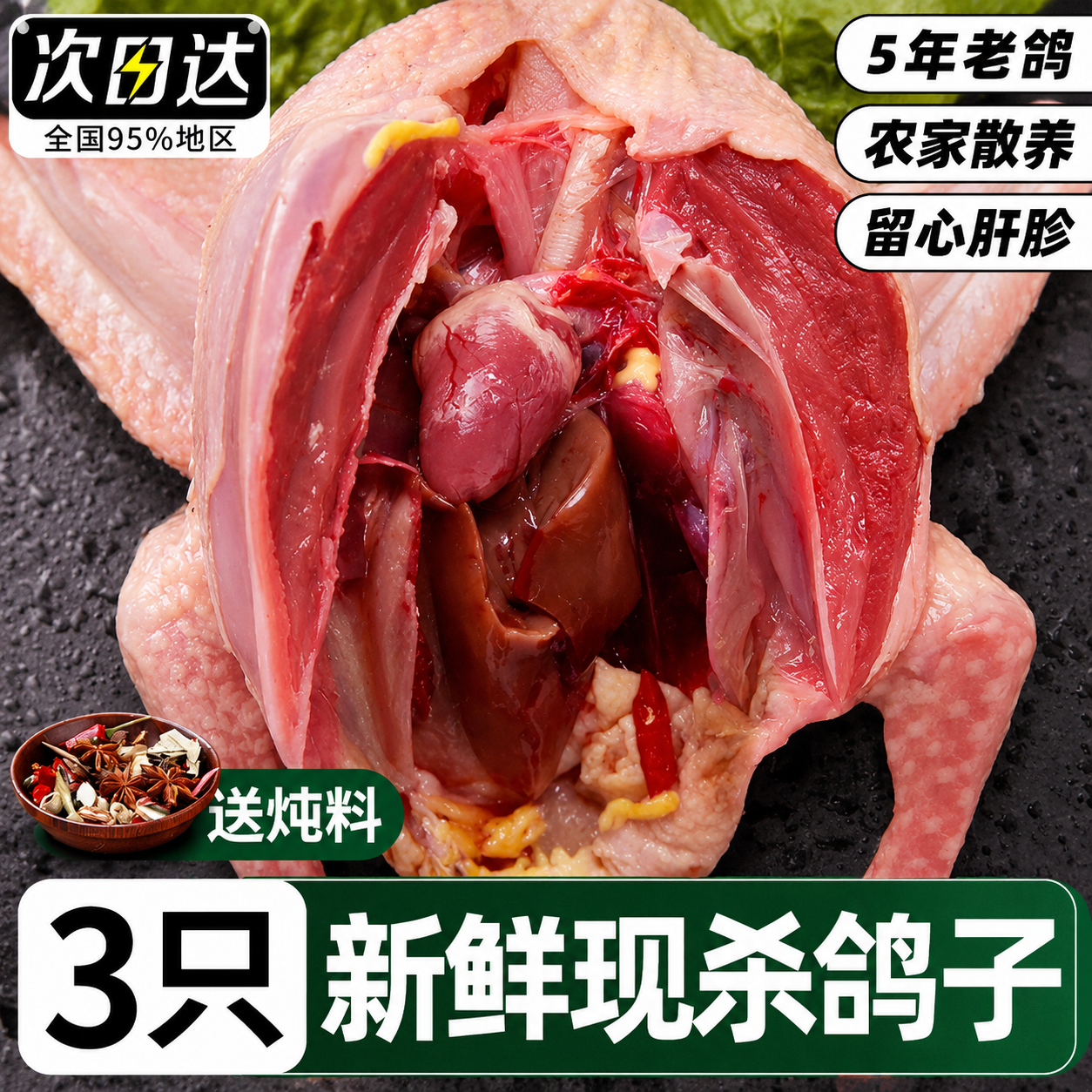 农家散养鸽子新鲜现杀5年老鸽子肉生鲜乳鸽煲汤滋补农村冷冻批发