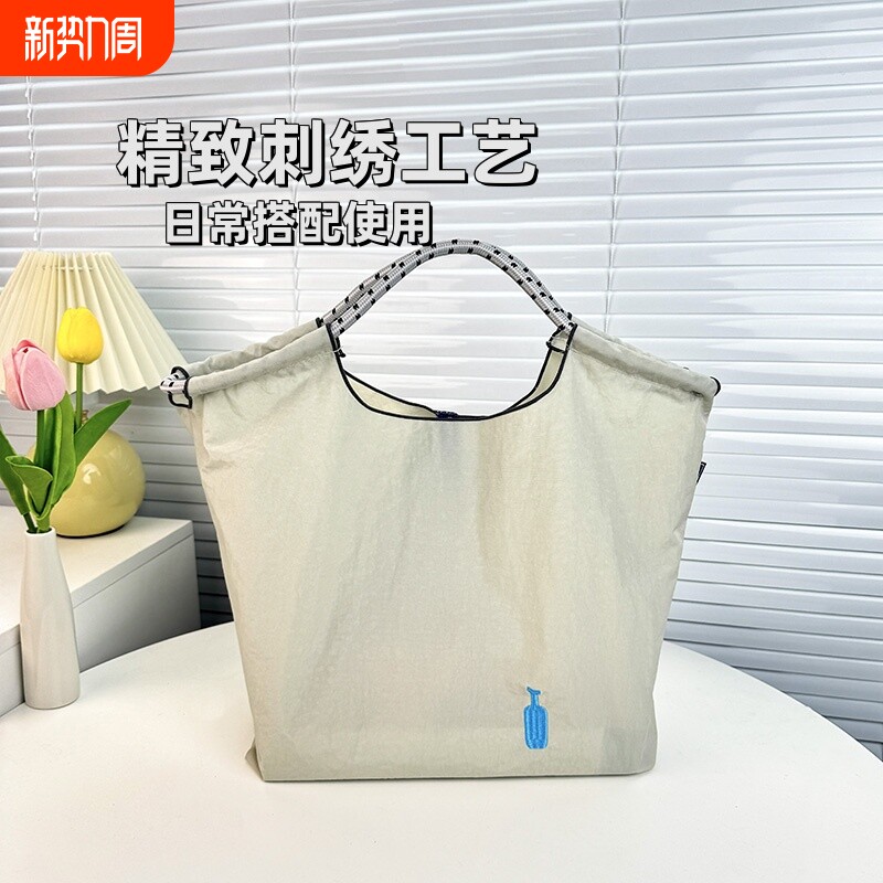 新款ball chain刺绣环保购物袋尼龙防水帆布包女士手提单肩