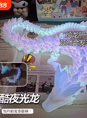 夜光龙3d打印龙渐变水晶龙