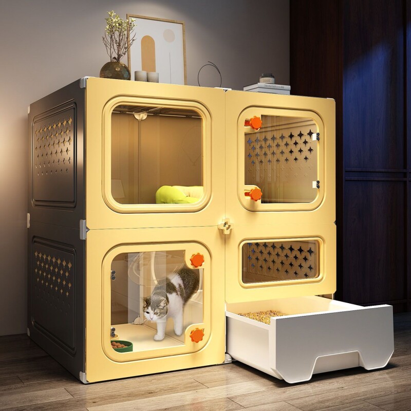 猫笼子猫别墅家用室内猫窝猫厕所一体小型猫柜猫屋一室一卫一厅