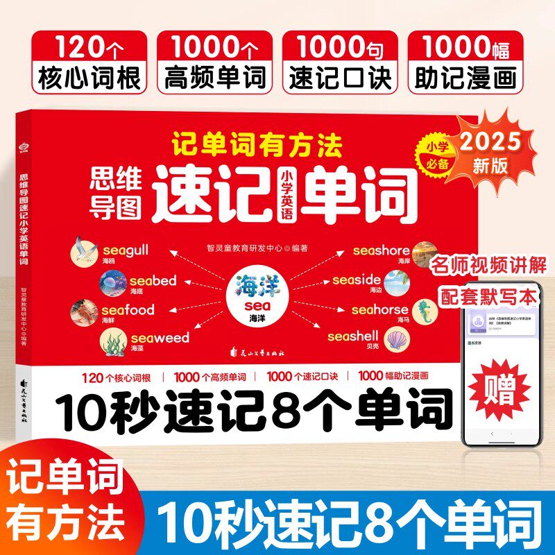 思维导图速记小学英语单词10秒速记8个单词小学生三四五六年级英语自然拼读速记口诀记背神器单词汇总表人教版常考核心词汇大全书
