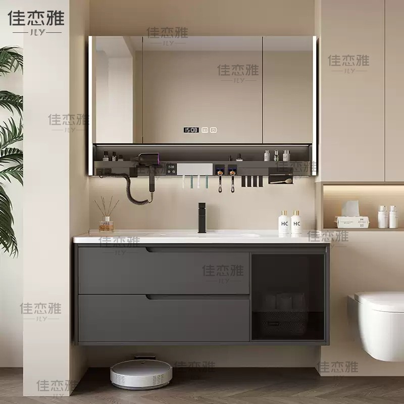 家用卫生间洗脸盆浴室柜收纳柜洗手洗漱台多功能镜柜组合陶瓷上门