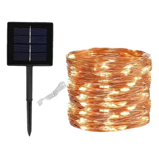 过年太阳能彩灯led户外防水铜线灯星星灯串景观庭院氛围装饰灯带