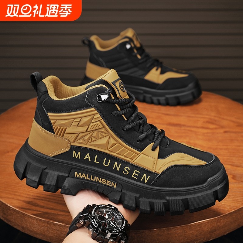 高帮男鞋2025新款秋季增高工装靴男士登山马丁靴休闲流行舒适耐磨