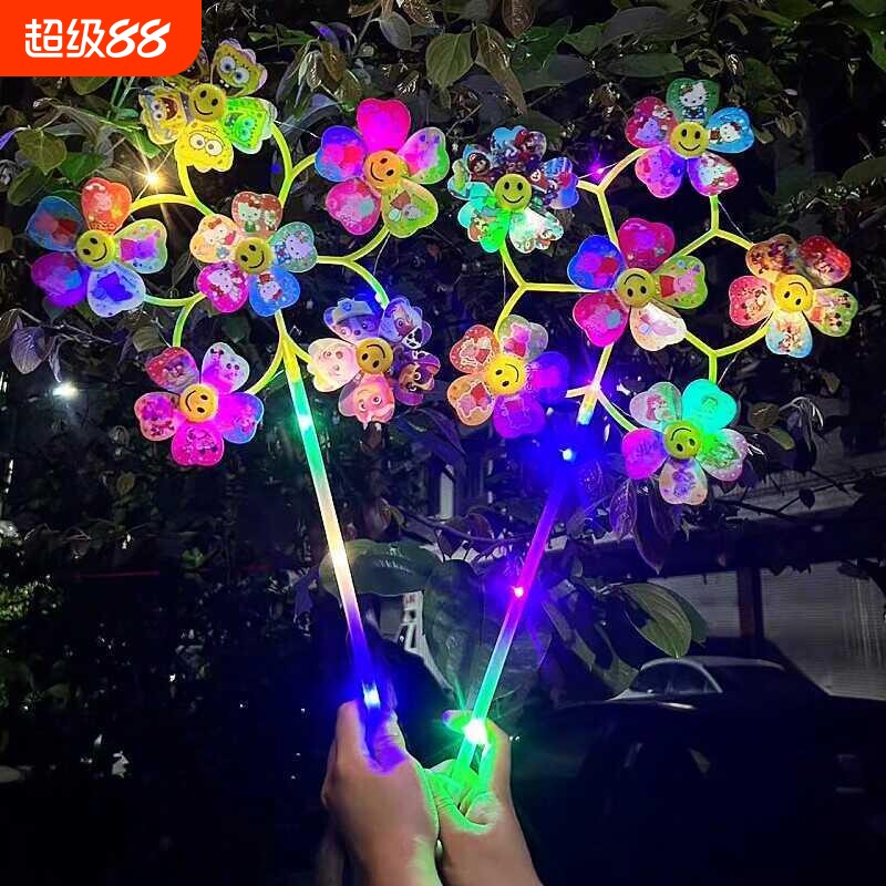 新款卡通发光六轮风车儿童亲子户外玩具礼品夜市网红摆地摊小商品