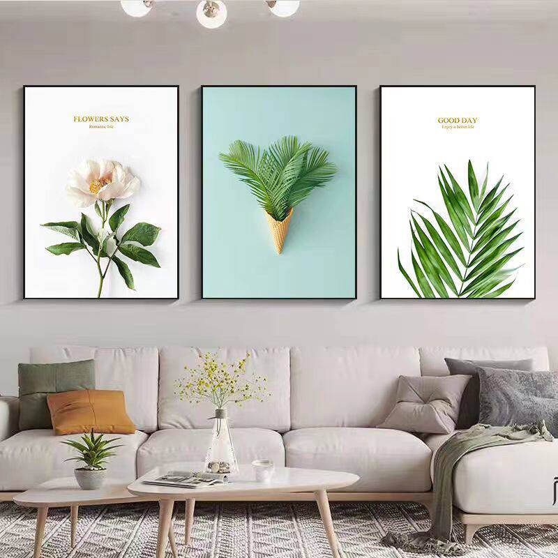 客厅装饰画现代简约高档大气沙发背景墙挂画新中式三联画壁画