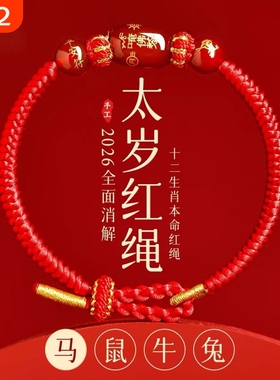 2025蛇年本命年手链红绳编织女红色手串手绳男女太岁化护身符平安