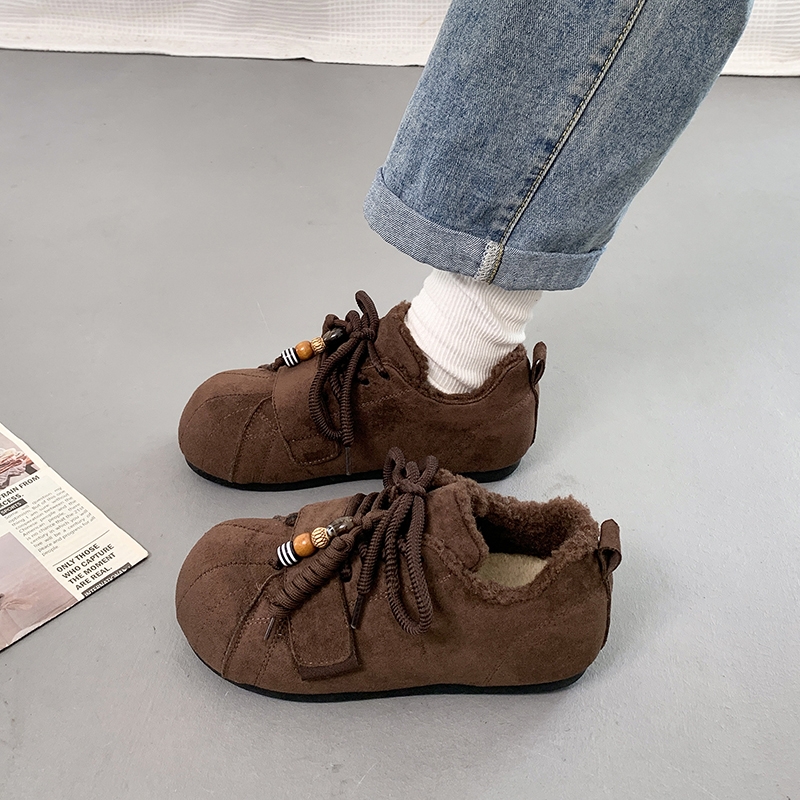 加绒勃肯鞋女2025秋冬季新款爆款复古百搭加厚保暖德训鞋厚底棉鞋